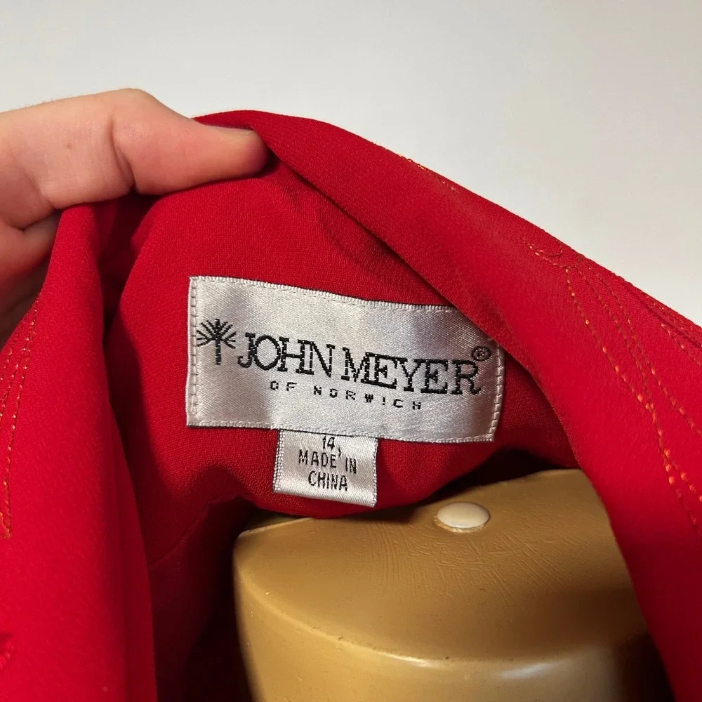 John Meyer of Norwich Red Embroidered Beaded Blazer Jacket Womens 14 NWT 792037A
